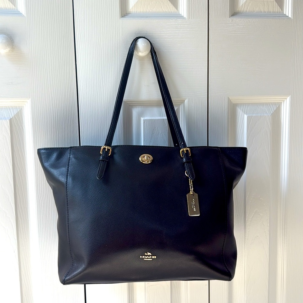 Coach Brand Black Leather Tote Bag